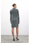 Parlak Kısa Elbise - Antrasit