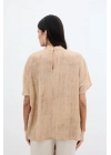 Desenli Salaş Bluz - Camel