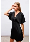 Yarasa Kol Mini Elbise - SİYAH