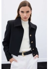 Düğmeli Kısa Ceket - Siyah