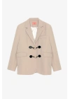 Toka Aksesuarlı Oversize Blazer Ceket Bej