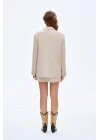 Toka Aksesuarlı Oversize Blazer Ceket Bej