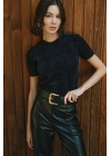 Sakallı Kısa Kol Triko - Siyah
