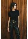Sakallı Kısa Kol Triko - Siyah
