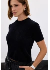 Sakallı Kısa Kol Triko - Siyah