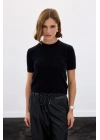 Sakallı Kısa Kol Triko - Siyah