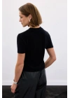 Sakallı Kısa Kol Triko - Siyah