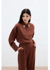 Aksesuar Detaylı Gömlek - Kahve