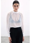 Taş Detaylı Transparan Bluz - Ekru