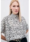 Yarasa Kol Desenli Bluz - Siyah
