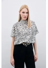 Yarasa Kol Desenli Bluz - Siyah