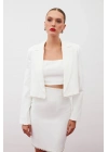 Aksesuarlı Kısa Ceket - Ekru