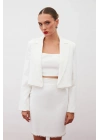 Aksesuarlı Kısa Ceket - Ekru