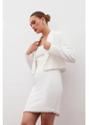 Aksesuarlı Kısa Ceket - Ekru