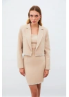 Aksesuarlı Kısa Ceket - Bej