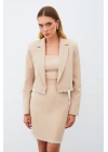 Aksesuarlı Kısa Ceket - Bej