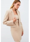 Aksesuarlı Kısa Ceket - Bej