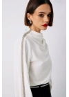 Omuz Aksesuarlı Bluz - Ekru