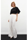 Jakarlı Salaş Pantolon - Ekru