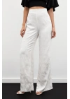 Jakarlı Salaş Pantolon - Ekru