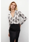 Desenli Düz Gömlek - SİYAH