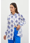 Desenli Düz Gömlek - SAX MAVİ
