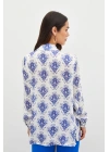 Desenli Düz Gömlek - SAX MAVİ
