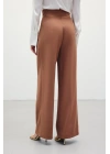 Bel Aksesuarlı Bol Paça Pantolon - Camel