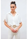 Kol Detaylı Salaş Gömlek - Ekru