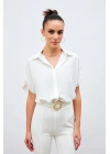 Kol Detaylı Salaş Gömlek - Ekru