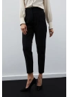Yüksek Bel Pensli Pantolon - SİYAH