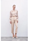Yüksek Bel Pensli Pantolon - Bej