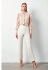 Aksesuar Detaylı Pantolon  Bej