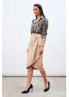 Kuşaklı Kalem Etek - Bej