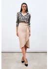Kuşaklı Kalem Etek - Bej
