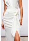 Bağlamalı Saten Etek - Ekru