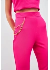 Zincir Aksesuarlı Pantolon - Fuşya