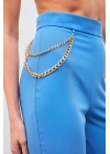 Zincir Aksesuarlı Pantolon - Mavi