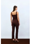 Bel Aksesuarlı Pantolon - Kahve