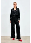 Kemerli Payet Pantolon - Siyah