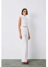 Bel Aksesuarlı Pantolon - Ekru