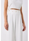 Bel Aksesuarlı Pantolon - Ekru