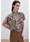 Yarasa Kol Salaş Bluz - Bej-Kahve