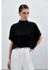 Yarasa Kol Salaş Bluz - Düz Siyah