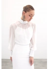 Payet Detaylı Bluz - Ekru