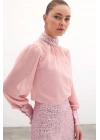Payet Detaylı Bluz - Pudra