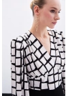 Desenli Crop Bluz - Ekru