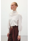 Drape Detaylı Bluz - Bej