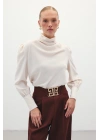 Drape Detaylı Bluz - Bej