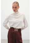 Drape Detaylı Bluz - Bej